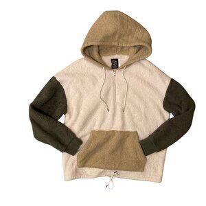 Men's ORIGINAL USE 1/2 Zip Colorblock Hooded Sherpa Sweatshirt Size Large